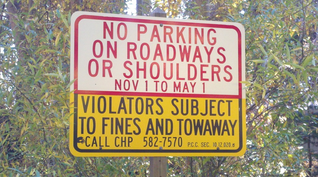 Local parking restrictions - West Shore, North Shore, greater Tahoe City, Lake Tahoe, CA areas