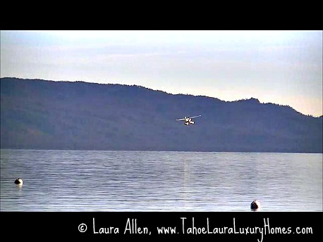 Seaplane takes off on the West Shore of Lake Tahoe in Homewood, California