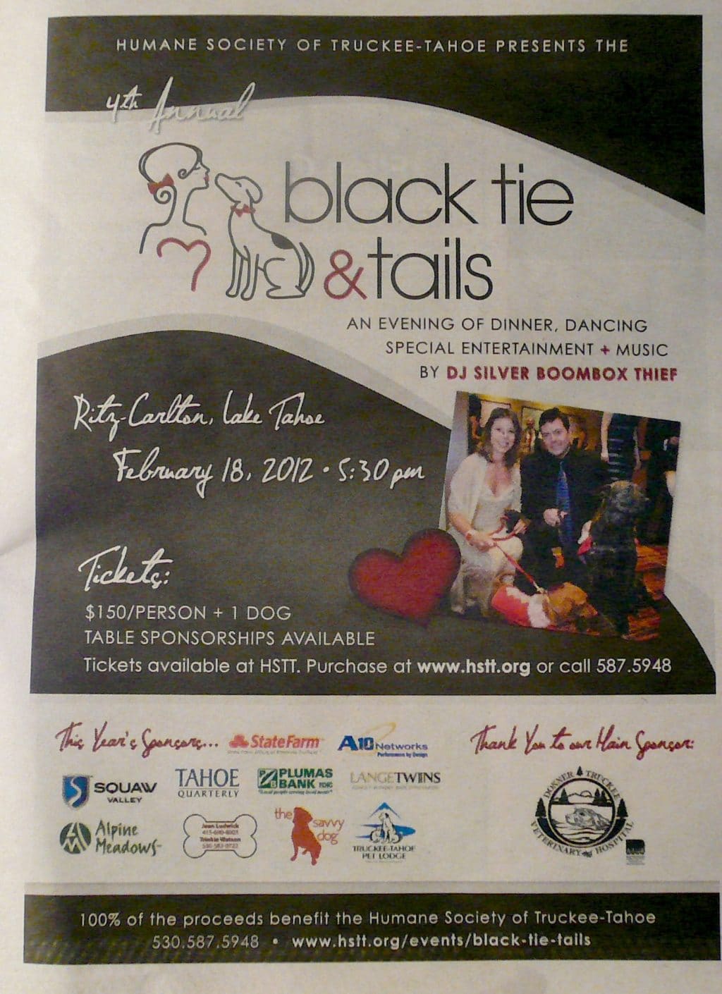 4th Annual Black Tie and Tails Event, Saturday, February 18, 2012, Ritz-Carlton, Lake Tahoe