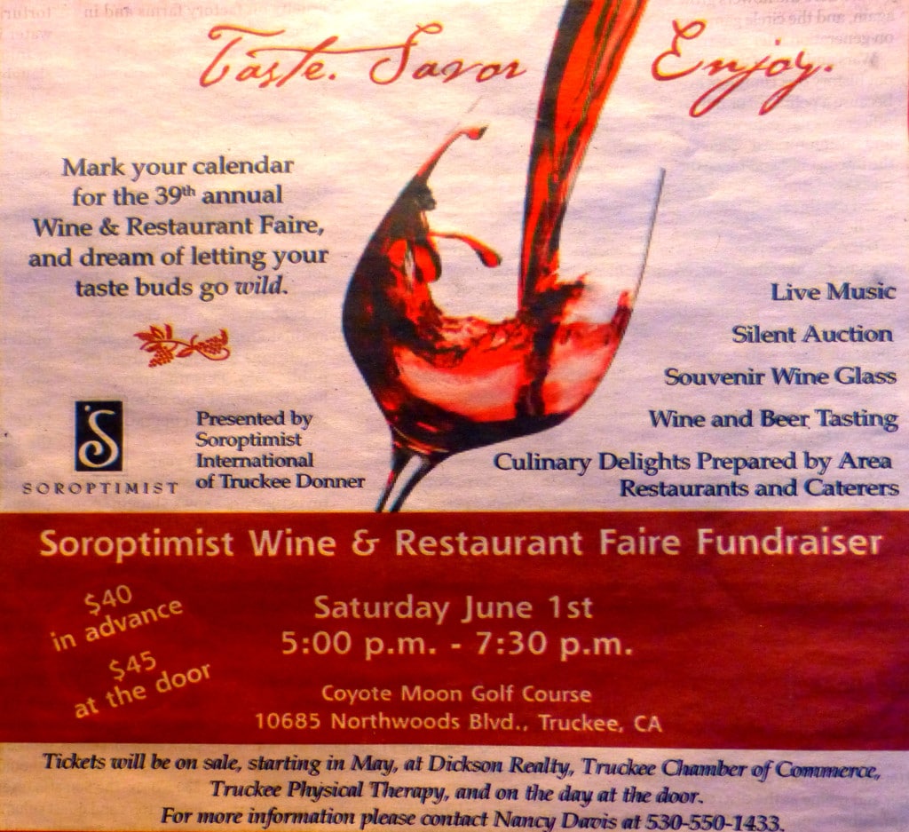 Wine Tasting – Soroptimist International of Truckee Donner, Coyote Moon, June 1, 2013
