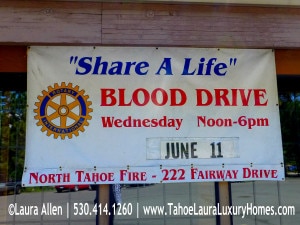 Blood Drive, Rotary Club, Tahoe City, Wednesday, June 11, 2014 