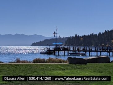 Public pier, lawn and beaches in Agate Bay