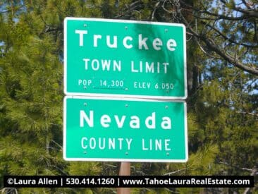 Truckee Town Limit Hwy SIgn and Nevada County Line Sign
