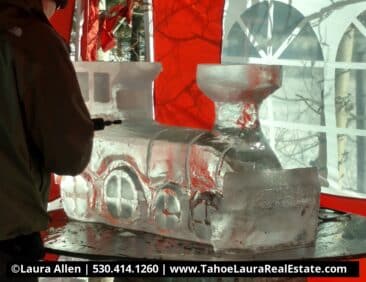 Snowfest Ice and Wine Train sculpture